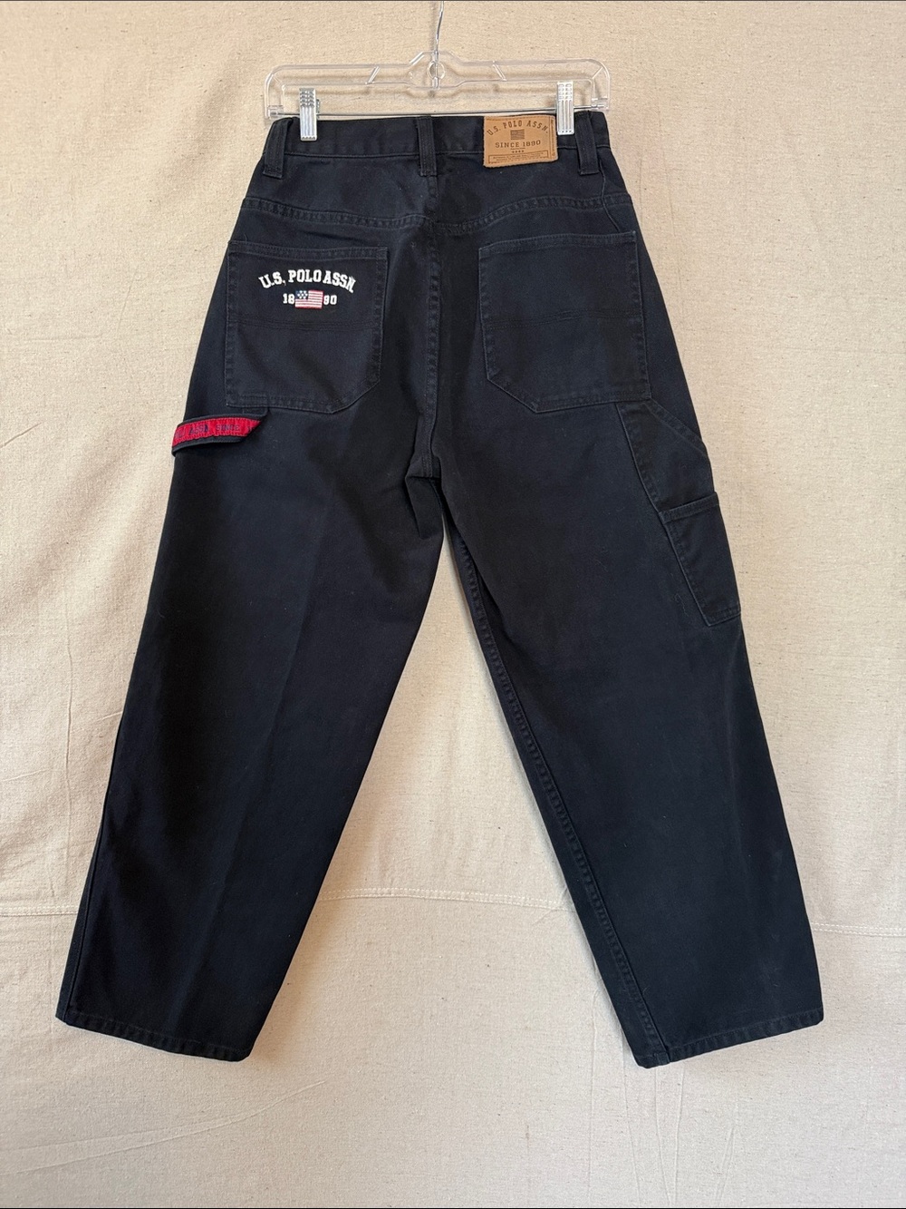 Vintage U.S. Polo Assn. Black Carpenter Pants with Red Accent 30x30